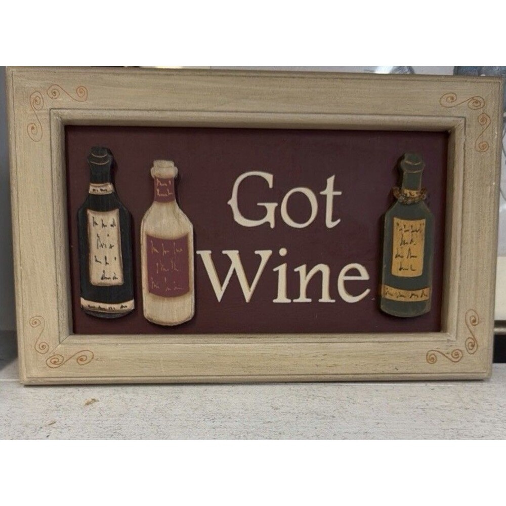 Got Wine Wall Decor 3D Bottle Art Framed Rustic Kitchen Bar Sign Farmhouse
